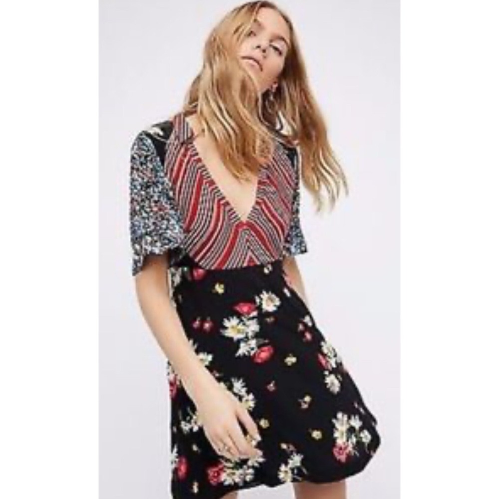 Free People Intimately Mix It Up Baby Crop Top -Size 8 Floral Multicolor Fairy